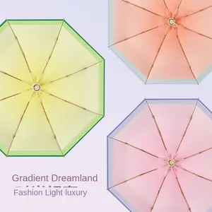 New 50% Fold Small Women's Sun Umbrella 8-Bone Fragrant Style Composite Colored Glue Gradient Anti-UV Sunshade Business Style