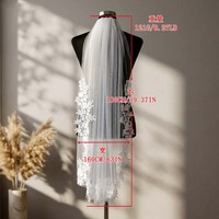 Voile de mariée élégant en dentelle courte, longueur doigt de la main, une couche de tulle avec peigne – Vente en gros