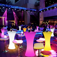 Ensemble de table de bar moderne en plastique de qualité commerciale avec éclairage LED, table haute à changement de couleur avec tabourets de bar pour événements et repas