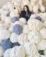 Wholesale Mixed Greys Chunky Chenille Yarn Blulky Chenille Yarn 2cm for Knitting Blanket