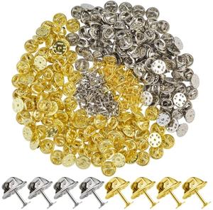 卸売PVC真鍮バタフライクラッチバッジタイタックピンバックピンとの交換 (シルバーとゴールデン) - Product Image 1