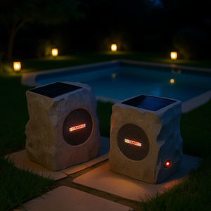 Altavoces Solares para Jardín S-Core, Juego de 2 Piezas Grises, Luces LED RGB Impermeables para Piscina y Patio, Control por Aplicación, IP65 - Product Image 2