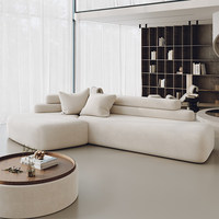 Área de Descanso de Oficina de Diseño Minimalista Italiano: Área de Recepción de Hotel y Salón de Belleza con Sofá Cama Curvo y Angulado.