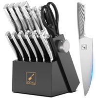 Ensemble de couteaux de cuisine une pièce de qualité supérieure de 14 pièces avec aiguiseur ensemble de couteaux en acier inoxydable à haute teneur en carbone pour la cuisine