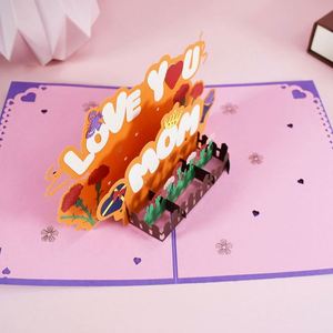 Carte de vœux en papier découpé fait main pour « J'aime maman » - Cartes de vœux 3D pop-up - Product Image 3