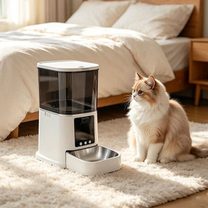 Sturdy Smart Pet Feeder Automatic Pet Feeder Smart EU <b>Plug</b> Anti-Clog Plastic Shell Pet Feeder - Product Image 1