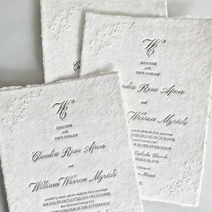 Carte d'invitation RSVP élégante et personnalisée, faite à la main, avec gaufrage 3D, bord festonné, papier et carton de qualité supérieure, impression haut de gamme - Product Image 2