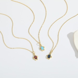 Collar Chapado en oro de 18 quilates con colgante de piedra de lágrima de tortuga marina con forma de estrella CZ circón piedra preciosa diamante piedra natal cobre Chic CZ - Product Image 3