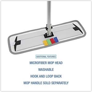 Tête de balai serpillère en microfibre Boardwalk MFM185BCFDZ bleue 18 x 5, microfibre plate fendue avec fixation auto-agrippante, lot de douze - Product Image 2