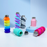 Bouteille d'eau pliable pour le sport en plein air, le cyclisme, extensible, 500 ml, en silicone, résistante à la chaleur, impression de logo disponible