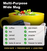 Sampel Gratis!!! Mug Keramik Lebar Jumbo untuk Kopi dan Sereal, 24 Ons, Mug Serbaguna untuk Sup, Cappuccino, Latte, Kopi, Teh, Mangkuk Sereal