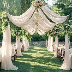 Tela de fondo para escenario de <span class=keywords><strong>boda</strong></span>, cortina de gasa para bodas, cortina de escenario, red de actividades, arreglo para transmisiones en vivo - Product Image 1