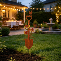 Nouveauté : Piquet décoratif en métal finition rustique pour oiseaux et fleurs, idéal pour patio, pelouse et aménagement extérieur