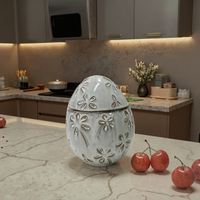 Nordique Pâques Art Déco Pâques Glaçure Oeuf Pot En Céramique Avec Couvercle Décor À La Maison Cuisine Pot De Stockage