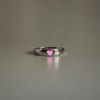 Cincin pasangan bercahaya dapat diatur Fashion cincin bercahaya dalam biru gelap merah muda cinta hati bercahaya untuk pria wanita