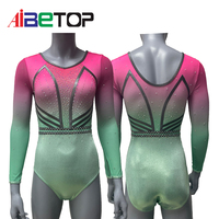 Justaucorps de gymnastique sans manches rose compétition justaucorps de gymnastique sans manches filles vêtements de danse d'entraînement
