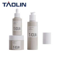 Contenants de luxe Taolin Pack en PETG pour soins de la peau avec injection de couleur et étiquetage + couvercles/capsules assortis en PP, ensemble de soins de la peau OEM