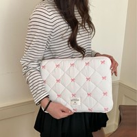 Étui pour ordinateur portable et tablette en polyester avec fermeture éclair et broderie losange mignonne pour jeunes, campus et voyages, 11/13/15 pouces