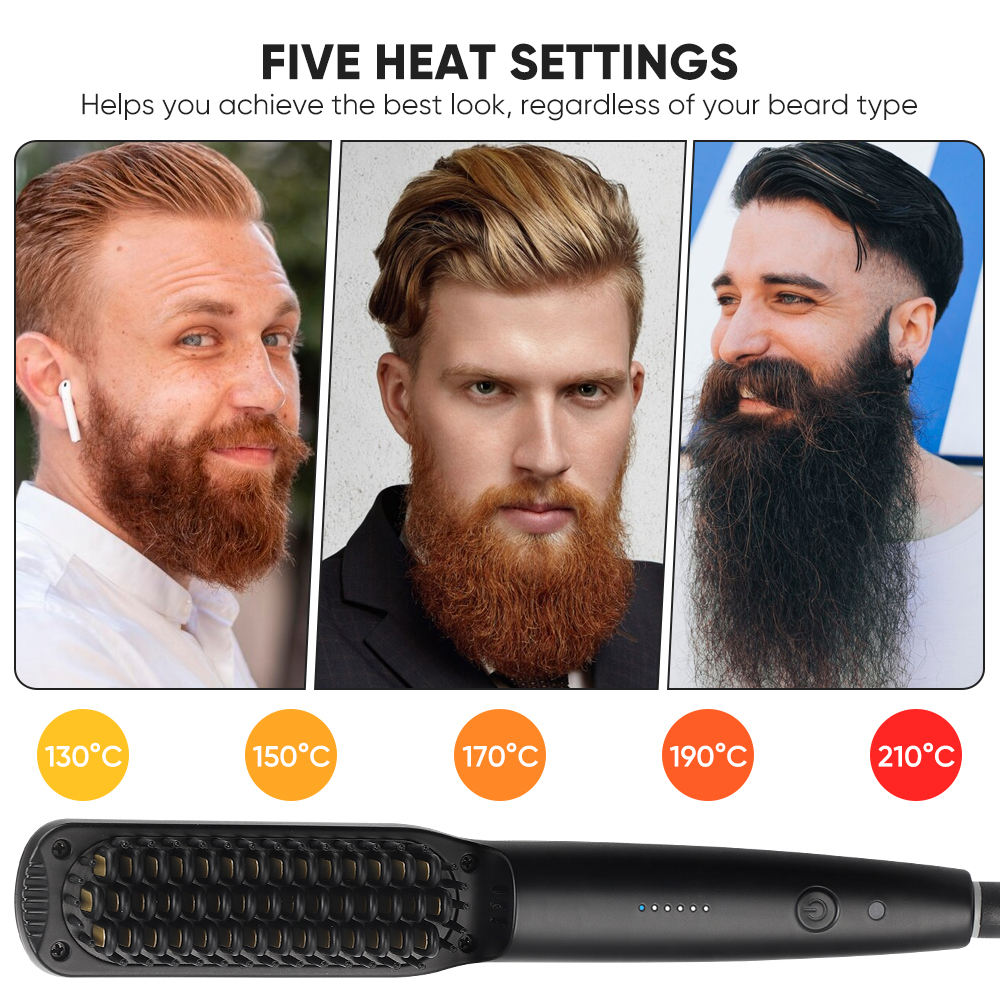 Heated Beard Brush Electric Beard Comb Straightener Heated Beard