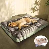 Coussin pour animaux de compagnie en tissu rayé rectangulaire résistant aux morsures et aux griffures, chaud pour toutes les saisons, pour chiens et chats
