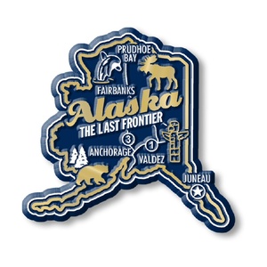 Op maat gemaakte, bedrukte, gestanste toeristische souvenir koelkastmagneten, vintage Alaska staatsrubbermagneet, VS - Product Image 6