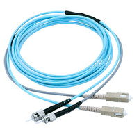 Câble de raccordement fibre optique duplex multimode 50/125 OM3 ST/UPC vers SC/UPC, cordon de brassage fibre optique, câble intérieur blindé
