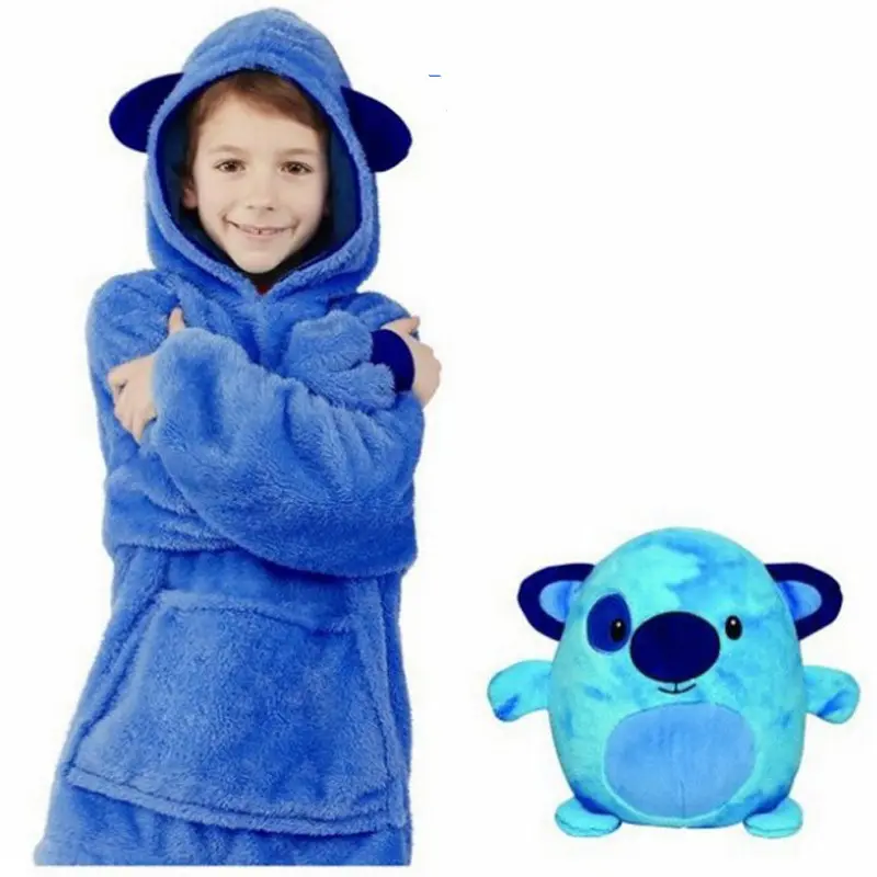 Super Warme Gezellige Wearable Deken Dier Hoodie Oversized Kids Pet Hoodie Deken Voor Kinderen