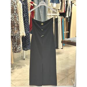 Vestido Elegante Negro Fiori, Estilo Slip, Cuello en V, Tirantes Finos de Satén, Cintura Natural, Estilo Simple - Product Image 1