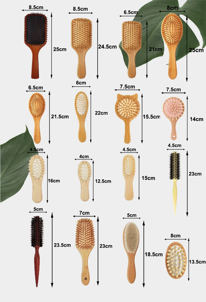 Anti statik fırçalar yastık fırça ahşap kürek masaj Detangling saç Combs el düzenlenen Detangling saç fırçası kadınlar için