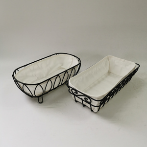 Utensili <span class=keywords><strong>da</strong></span> cucina per ristoranti dell'hotel cestino per la lievitazione del pane in metallo nero cestino portaoggetti in tessuto <span class=keywords><strong>da</strong></span> tavolo fatto a mano - Product Image 1
