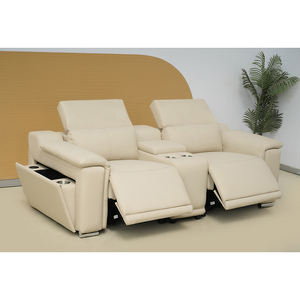 <span class=keywords><strong>Canapé</strong></span> inclinable moderne en cuir beige 2 places avec console et chargeur <span class=keywords><strong>sans</strong></span> <span class=keywords><strong>fil</strong></span>, cadre en métal - Product Image 2