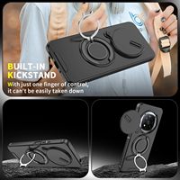 Coques de téléphone portable avec fenêtre coulissante, support métallique circulaire, protection magnétique de l'appareil photo, coque arrière pour Xiaomi Poco M8 Pro 5G