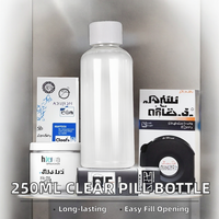 Bouteille en plastique ronde transparente PET de 250 ml avec surface estampée à chaud, bouchon à vis à large ouverture pour l'emballage de capsules et de pilules
