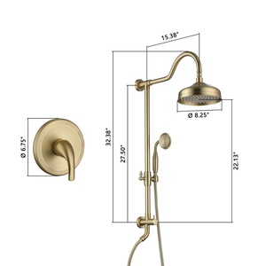 Cross-border 8inch Concealed Dual-Function Copper Plumbing Pipe Handheld Adjustable <b>Shower</b> Head Adjustable Chrome Matte Black BX - Product Image 2