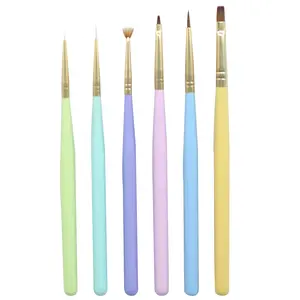 Yihuale 5pcs/set Nail Art Brush Pen Sequins Acrylic Handle UV Gel Polish Painting Drawing Line Flat Dotting Tips Tools