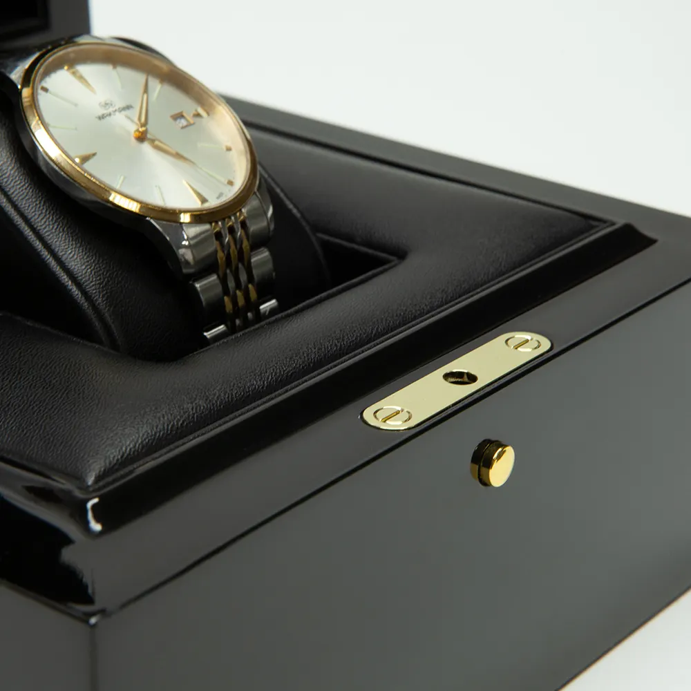 Uhren box Herren und Damen Custom LOGO Armbanduhren Holz MDF Custom Luxus Schwarz Uhrengehäuse