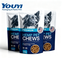 YOUYI Sachet Doypack Personnalisé de Qualité Alimentaire pour 1 kg de Nourriture pour Chat avec Feuille d'Aluminium Haute Qualité et Fermeture Zip Refermable
