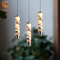 Lustre suspendu en marbre alabaste intelligent à gradation lumineuse Japandi, style Wabi Sabi, CCT, luminaire linéaire suspendu pour chambre à coucher, îlot de cuisine