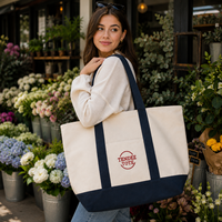 Sac fourre-tout en toile imprimé sur mesure, grand format, en coton, pour boutiques, marques de détail, emballage, vente en gros, usine