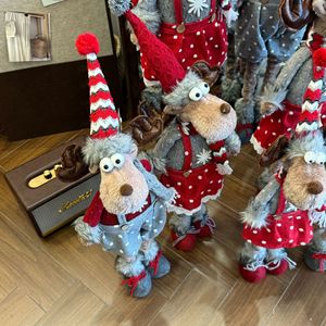 Elonna New Design Funny Christmas Elk Standing Telescopic Cloth <b>Doll</b> <b>Handmade</b> Modern Home Decor Window Ornament - Product Image 6