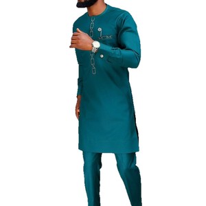 Ensemble 2 pièces africain pour <span class=keywords><strong>homme</strong></span> : <span class=keywords><strong>Tunique</strong></span> à manches longues et pantalon, style Dashiki traditionnel pour affaires, mariages et occasions formelles - Product Image 5