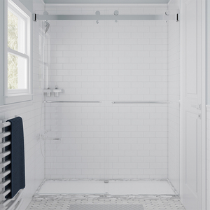 Puertas Corredizas de Ducha de Vidrio Templado de Lujo Moderno con Herrajes Negros Mate y Marco Cepillado para Aplicaciones en Hoteles - Product Image 3
