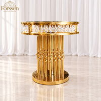 Table à gâteau circulaire de haute qualité en acier inoxydable doré pour banquets, hôtels, mariages et fêtes