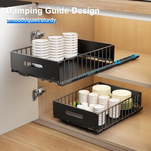 Organizador de Gabinete Extraíble, Cajón Deslizante, Estantes de Almacenamiento, Organizador de Armario, Cestas Deslizantes para Cocina, Sin Perforación - Product Image 3