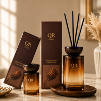 Bouteille diffuseur de parfum en verre transparent de luxe, recyclable, minimaliste, ambre, 120 ml, avec texture spirale
