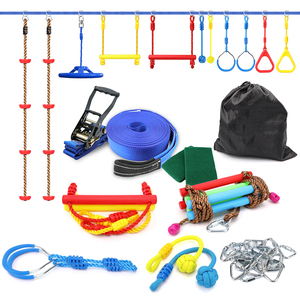 2022 chinese factory training fitness gym sets plastic trapeze monkey bars swing ninja Slackline Obstacle Course bars kits