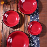 Assiette plate épaisse et résistante aux chutes, de style chinois, pour buffet barbecue, usage hôtelier, durable et de qualité commerciale.