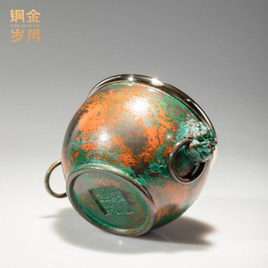 Ornement en cuivre rétro, style pot du Musée du Palais, à double anse, rond, pour décoration de bureau, cadeau de bureau - Product Image 4