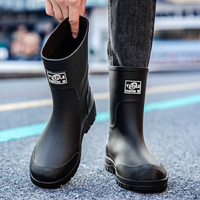 Bottes de pluie mi-mollet pour homme de style allemand 2025 pour un usage décontracté, le travail de livraison, la protection de sécurité - Bottes imperméables pour homme