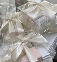Boîte cadeau carrée en acrylique avec couvercle, personnalisable, transparente et colorée, pour demoiselles d'honneur, idéale pour le Nouvel An, boîte de présentation